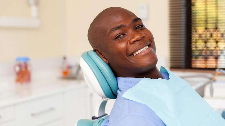 Man getting ready for dental checkup