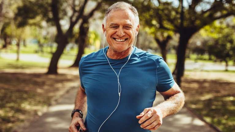 man jogging in the park